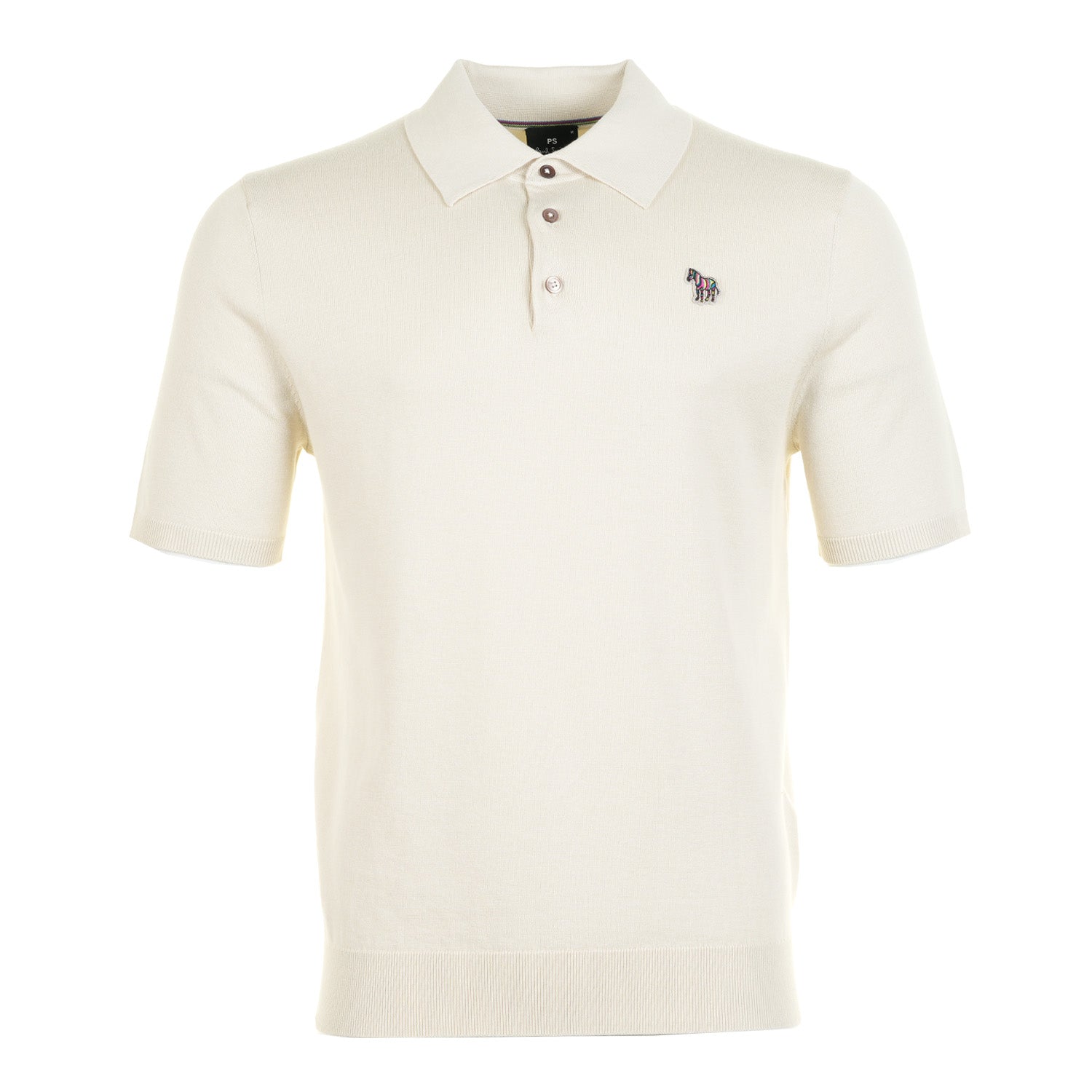 Regular Fit Knitted Short Sleeve Polo Shirt Parchment