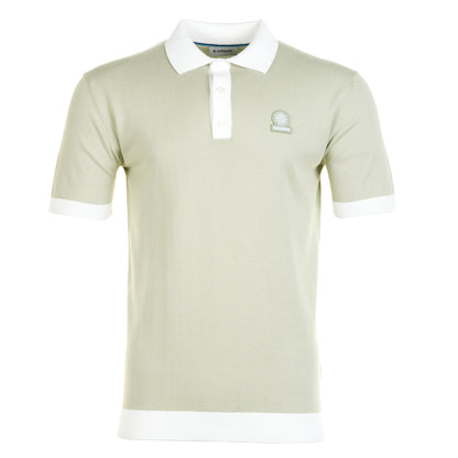 Short Sleeve Knitted 3 Button Polo Shirt Sage