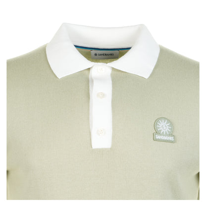 Short Sleeve Knitted 3 Button Polo Shirt Sage