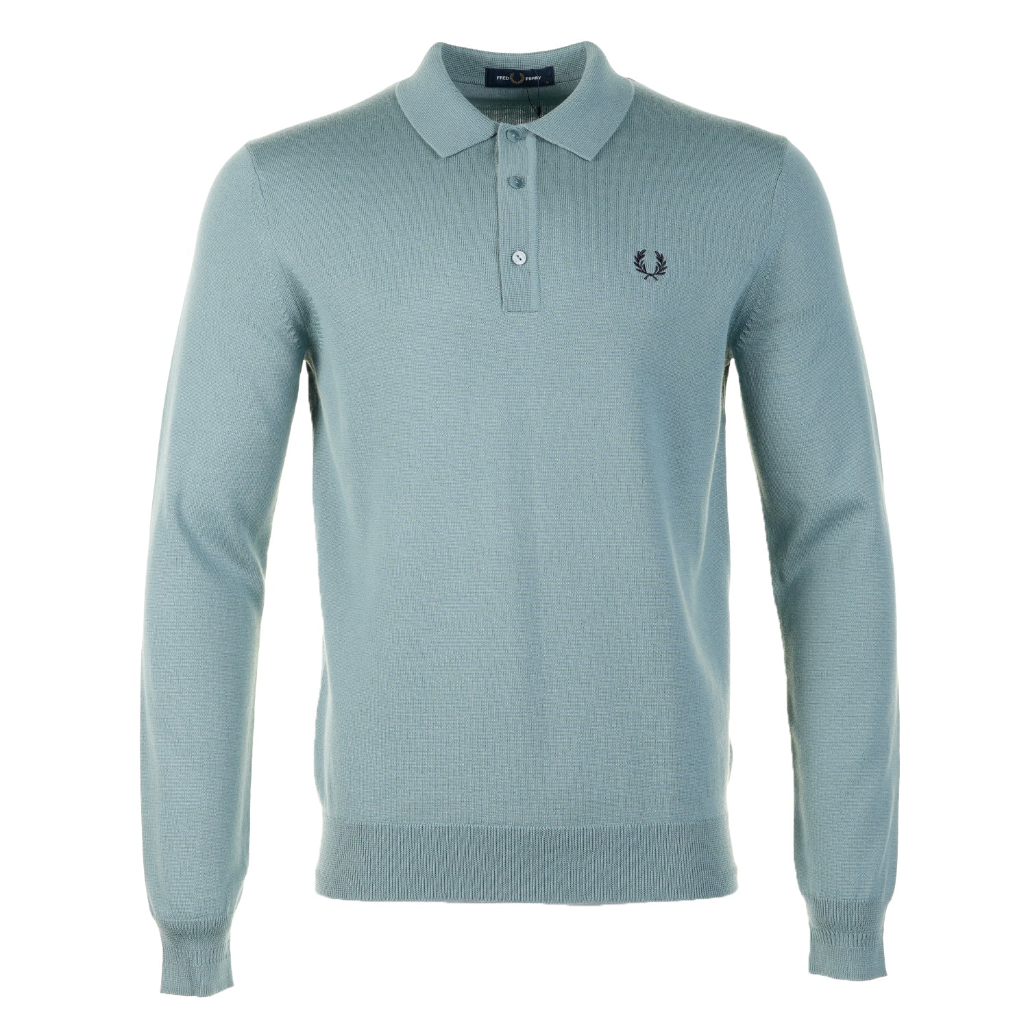 Knitted Long Sleeve Polo Shirt Stockport Blue