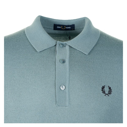 Knitted Long Sleeve Polo Shirt Stockport Blue