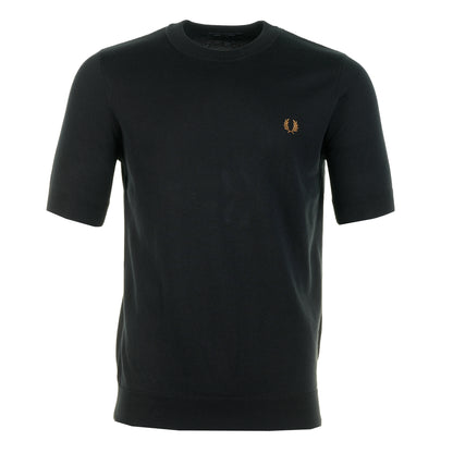 Short Sleeve Knitted Cotton T Shirt Black