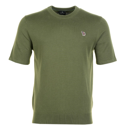 Regular Fit Knitted Short Sleeve T Shirt Military Green