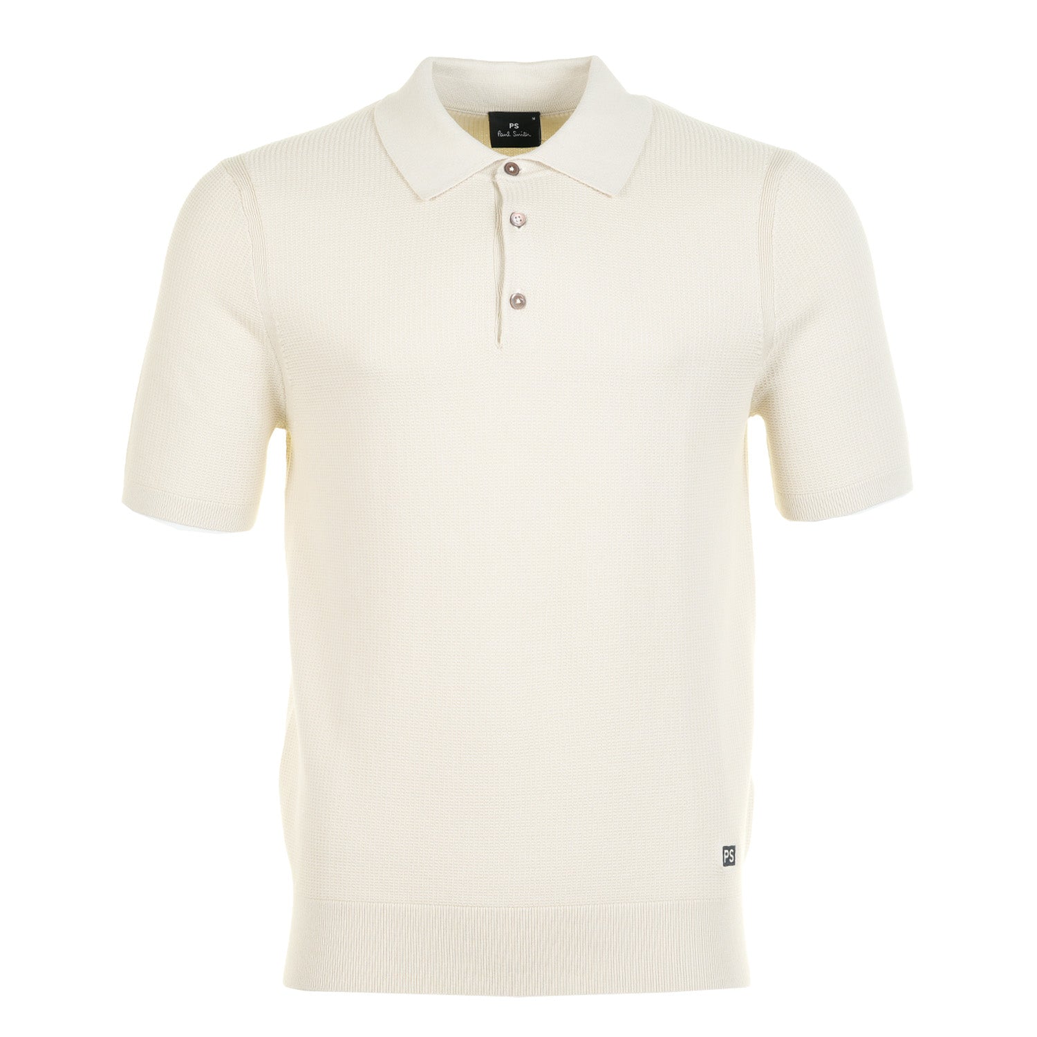Short Sleeve Waffle Polo Shirt Beige