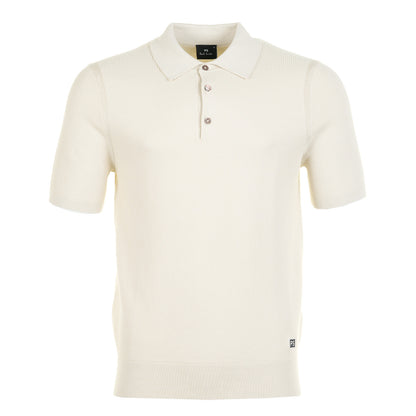 Short Sleeve Waffle Polo Shirt Beige