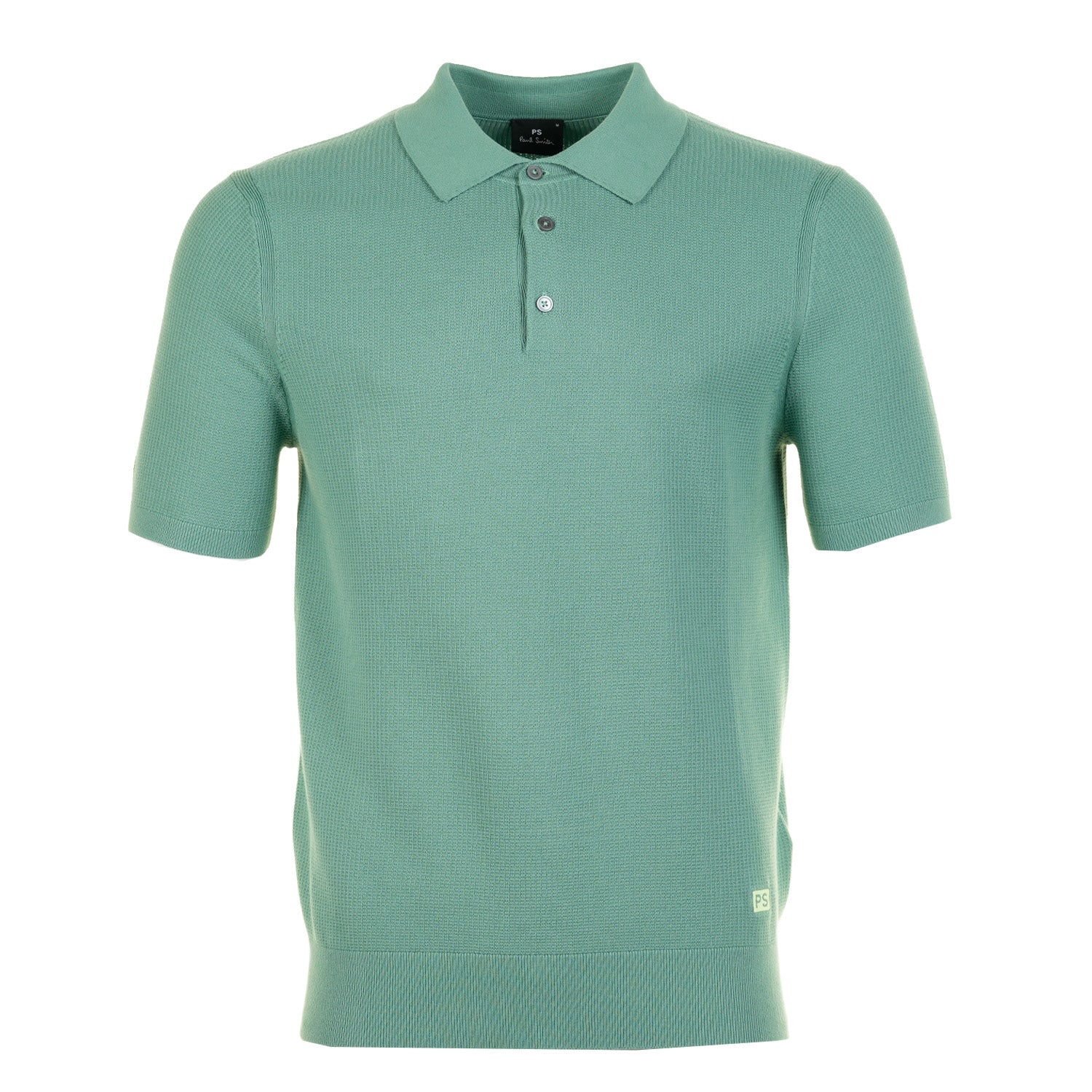 Short Sleeve Waffle Polo Shirt Green