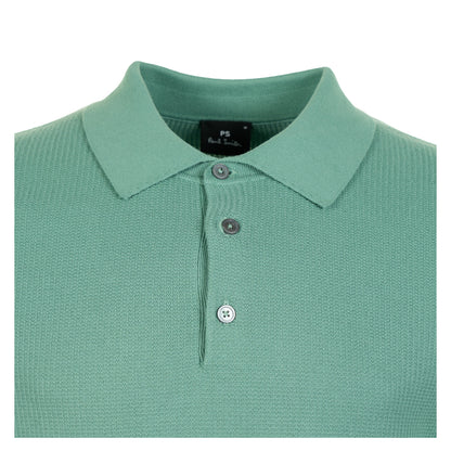 Short Sleeve Waffle Polo Shirt Green