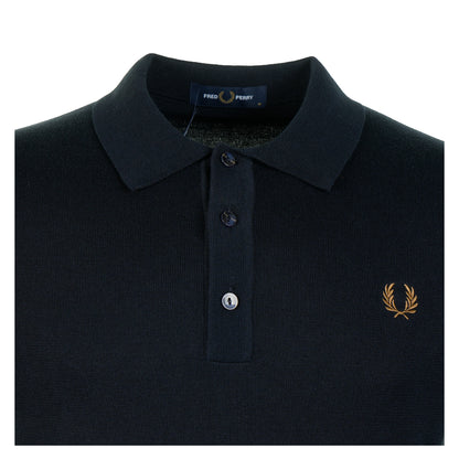 Short Sleeve Cotton Knitted Polo Shirt Navy
