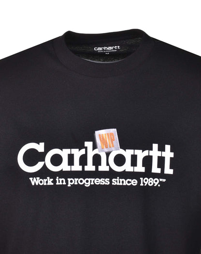 Short Sleeve Label Script T Shirt Black
