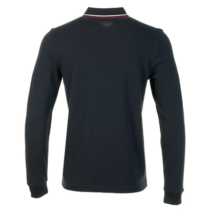 Long Sleeve Twin Tipped Polo Shirt Navy Snow White Red