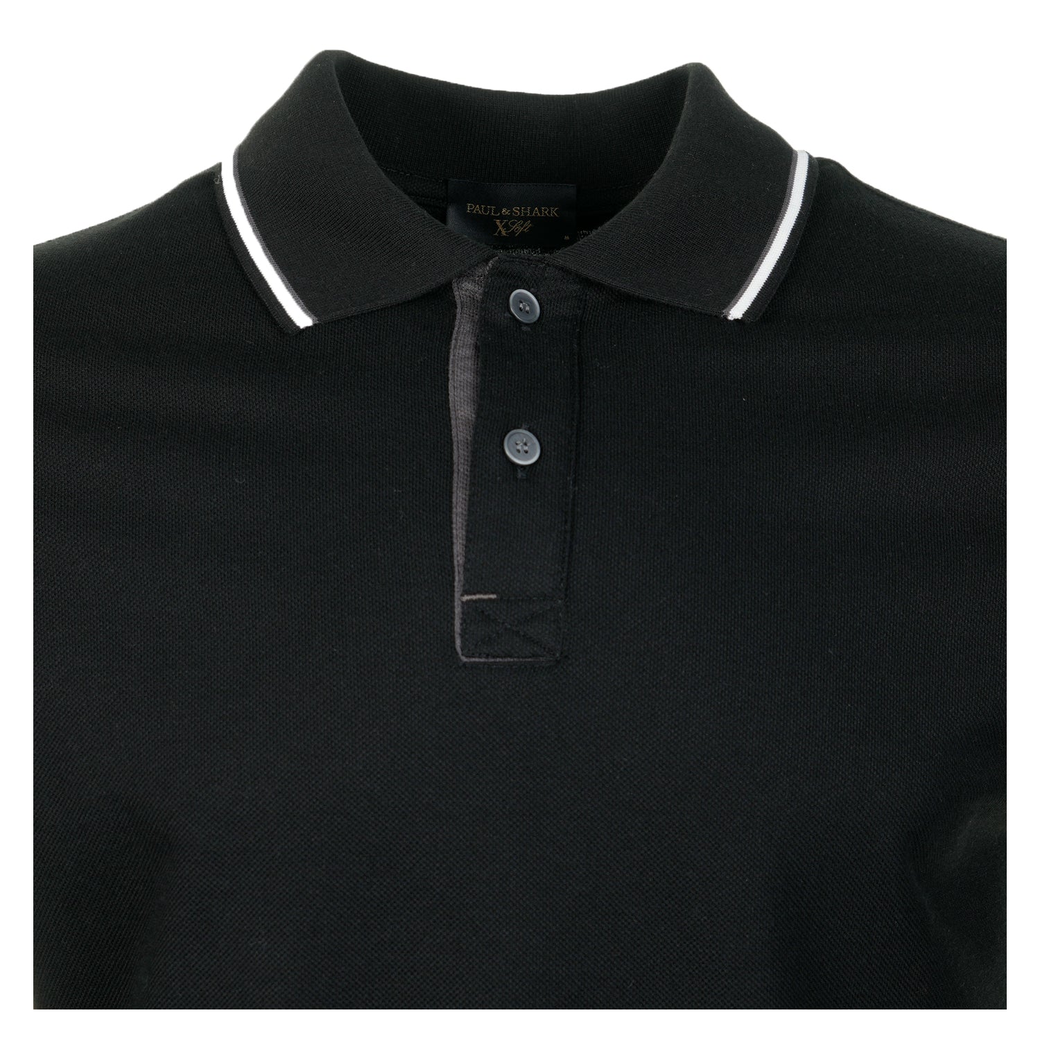 Long Sleeve Tipped Polo Shirt Black