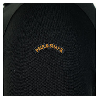 Long Sleeve Tipped Polo Shirt Black