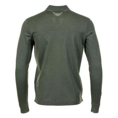 Long Sleeve Tipped Polo Shirt Green