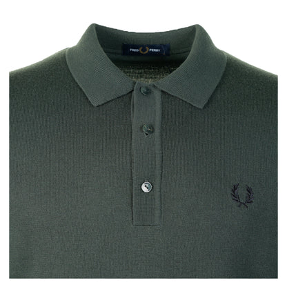 Knitted Long Sleeve Polo Shirt Court Green