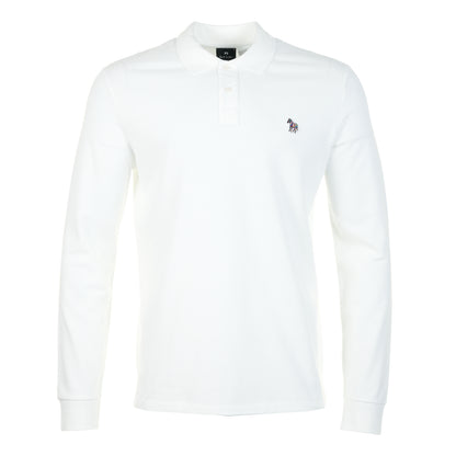 Regular Fit Long Sleeve Zebra Polo Shirt White