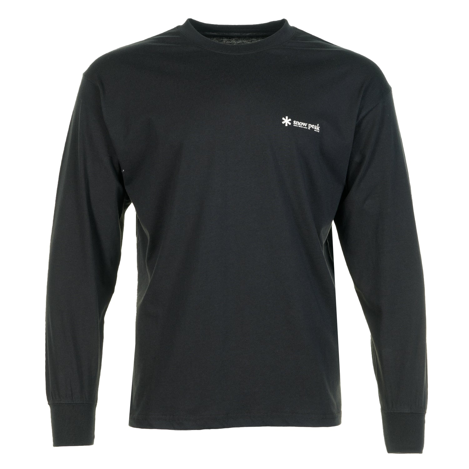 Snow Peak Soft Cotton Relaxed Fit Logo Long Sleeve T Shirt Black