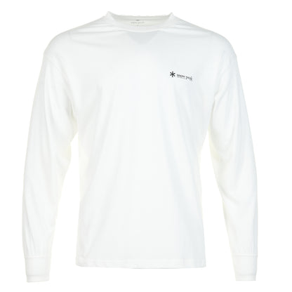 Soft Cotton Relaxed Fit Logo Long Sleeve T Shirt Off White
