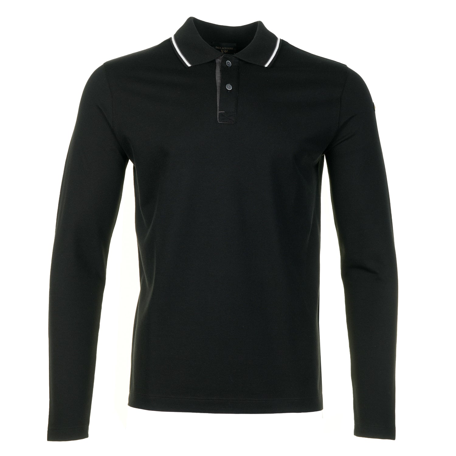 Long Sleeve Tipped Polo Shirt Black