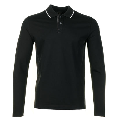 Long Sleeve Tipped Polo Shirt Black