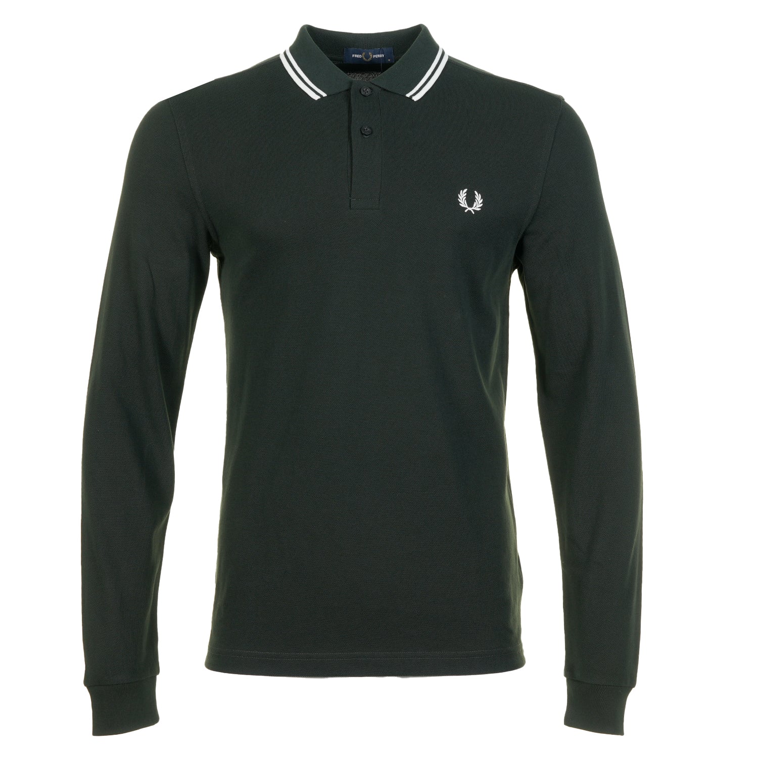 Long Sleeve Twin Tipped Polo Shirt Night Green Snow White