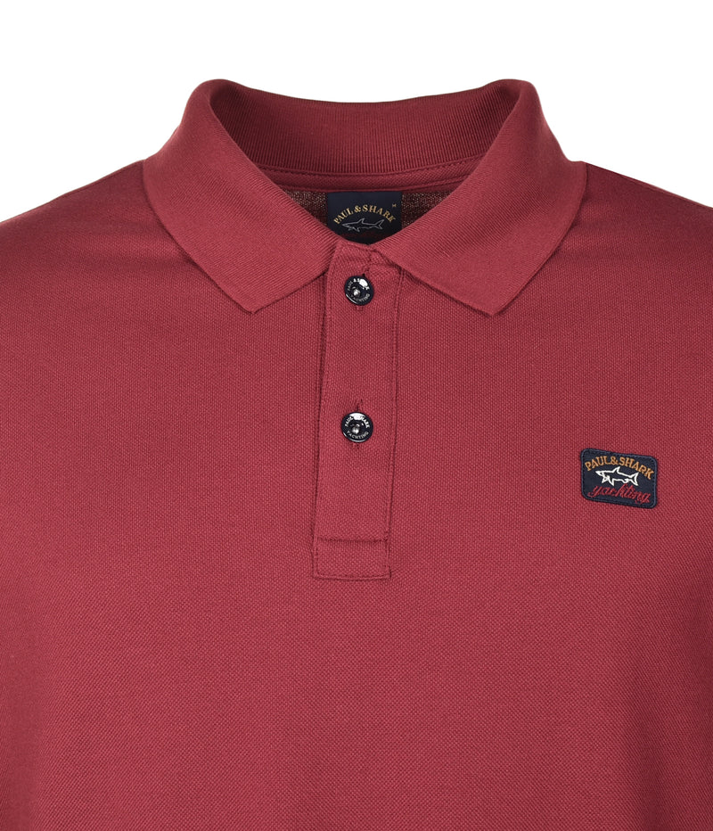 Long Sleeve Polo Shirt Dark Red