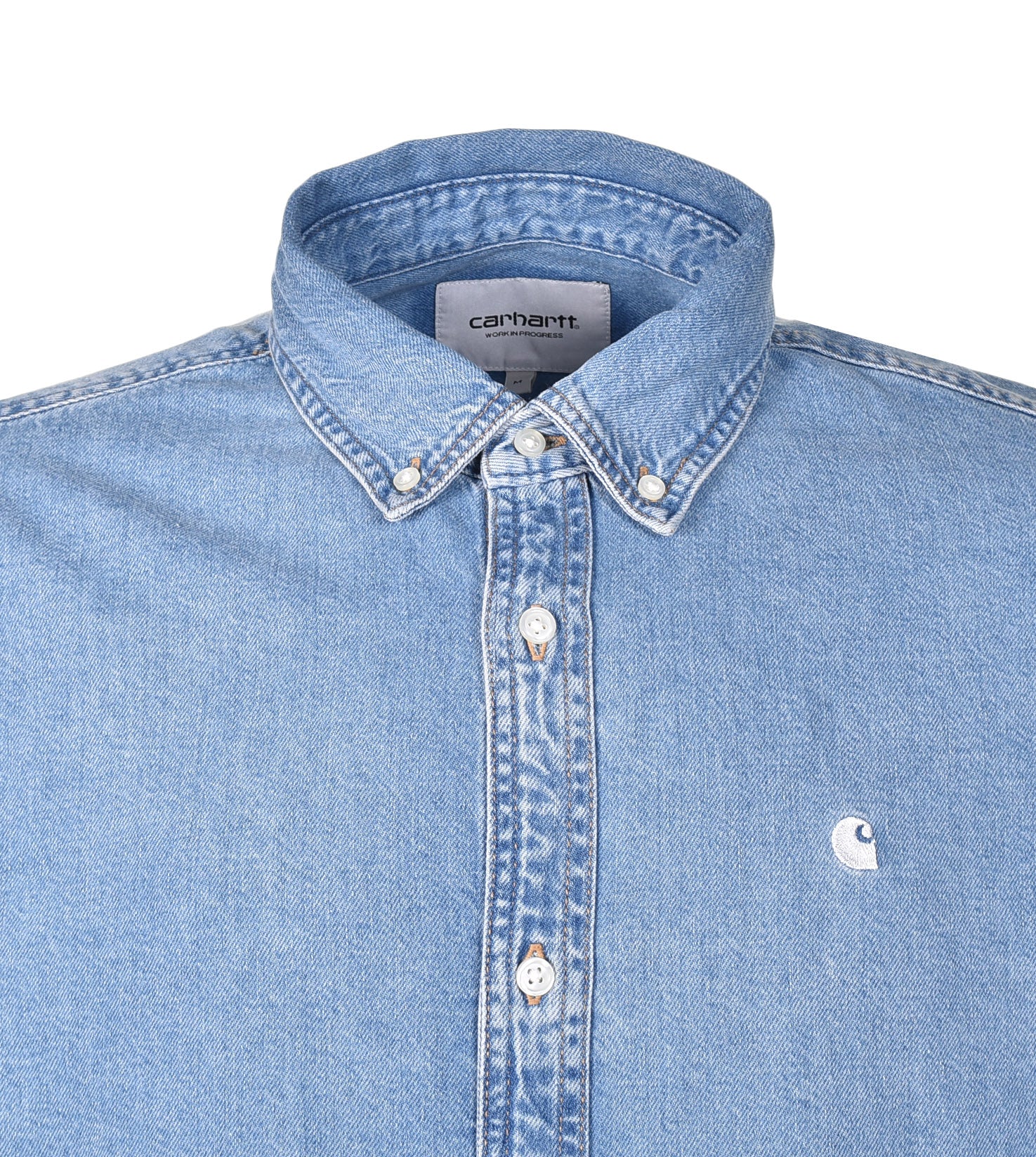 Long Sleeve Lucas Denim Shirt Blue Bleached