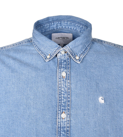 Long Sleeve Lucas Denim Shirt Blue Bleached