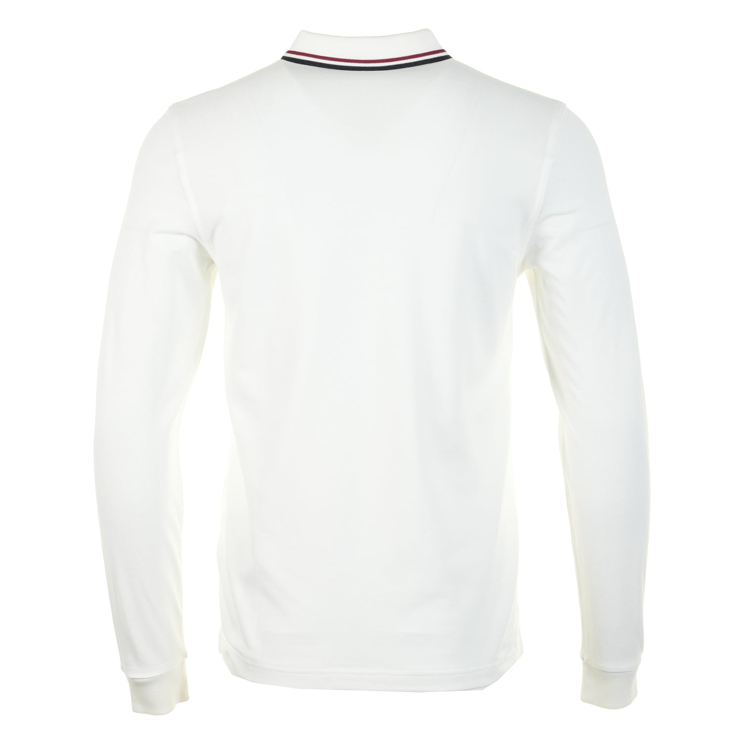 Long Sleeve Twin Tipped Polo Shirt Snow White / Burnt Red / Navy