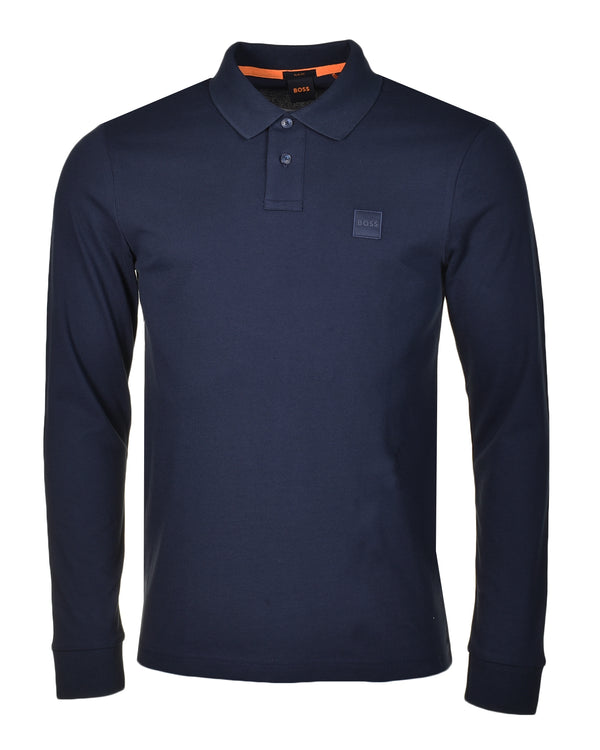 Casual Passerby Long Sleeve Polo Shirt Dark Blue