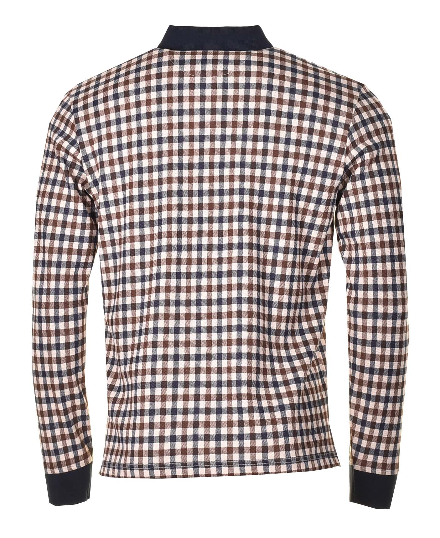 Long Sleeve Polo Shirts Aquascutum Polo White Active Club Check