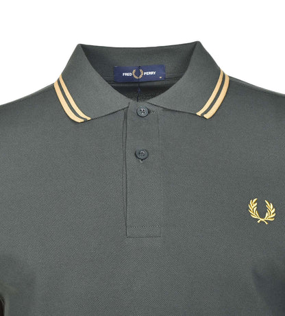 Long Sleeve Twin Tipped Polo Shirt Court Green Honeycomb