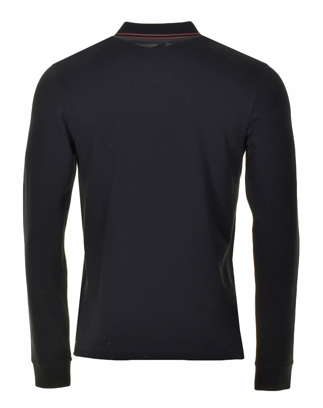 Long Sleeve Twin Tipped Polo Shirt Black Whisky Brown