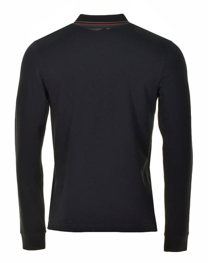 Long Sleeve Twin Tipped Polo Shirt Black Whisky Brown