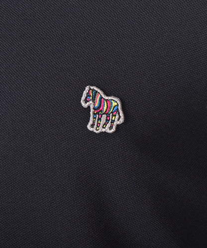 Regular Fit Long Sleeve Zebra Polo Shirt Black