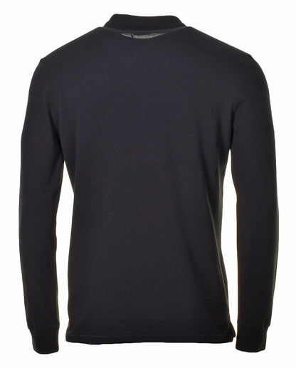 Regular Fit Long Sleeve Zebra Polo Shirt Black