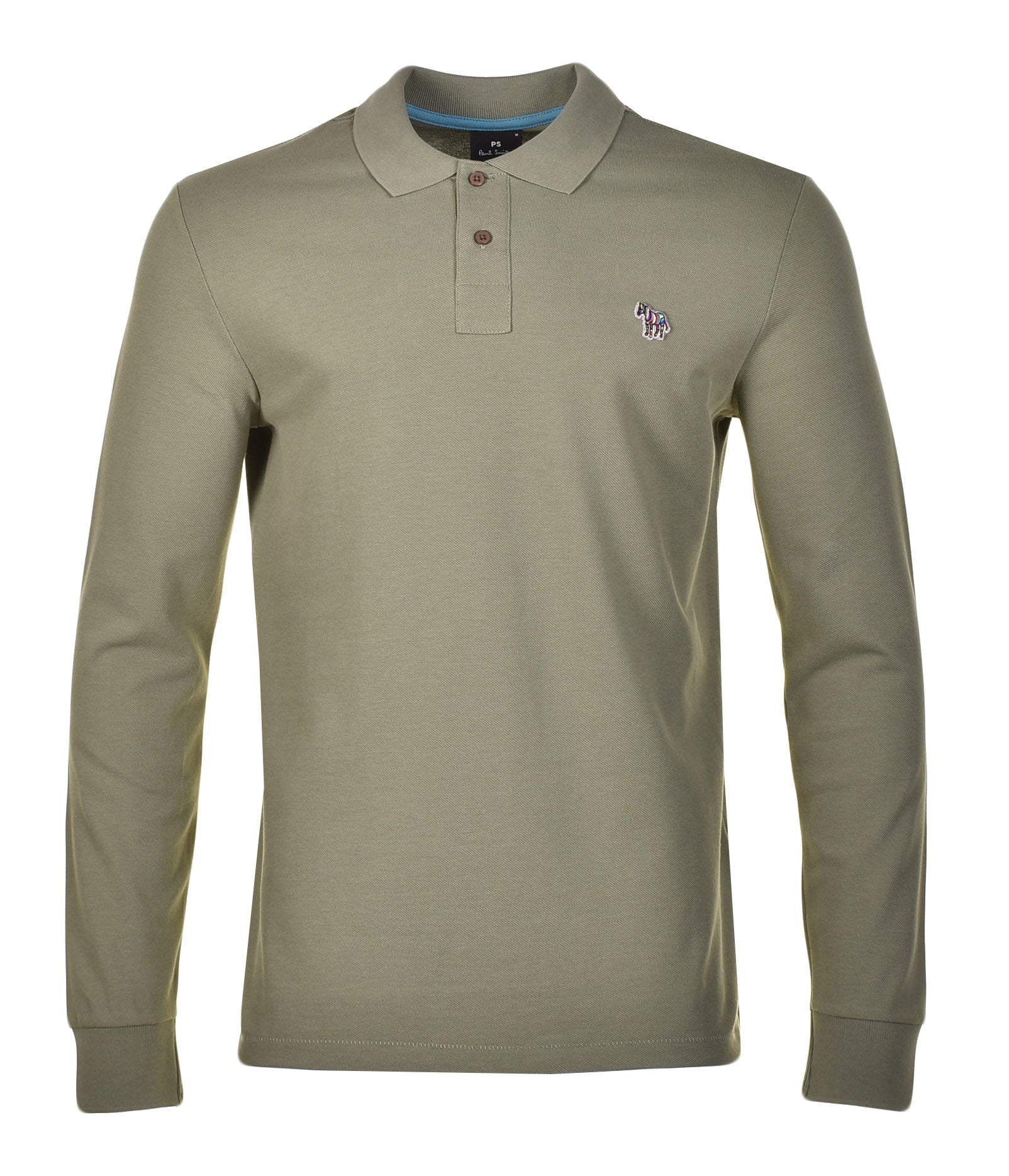 Regular Fit Long Sleeve Zebra Polo Shirt Green