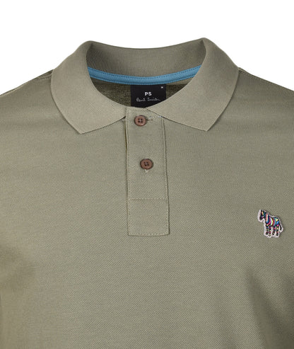 Regular Fit Long Sleeve Zebra Polo Shirt Green