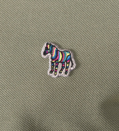 Regular Fit Long Sleeve Zebra Polo Shirt Green