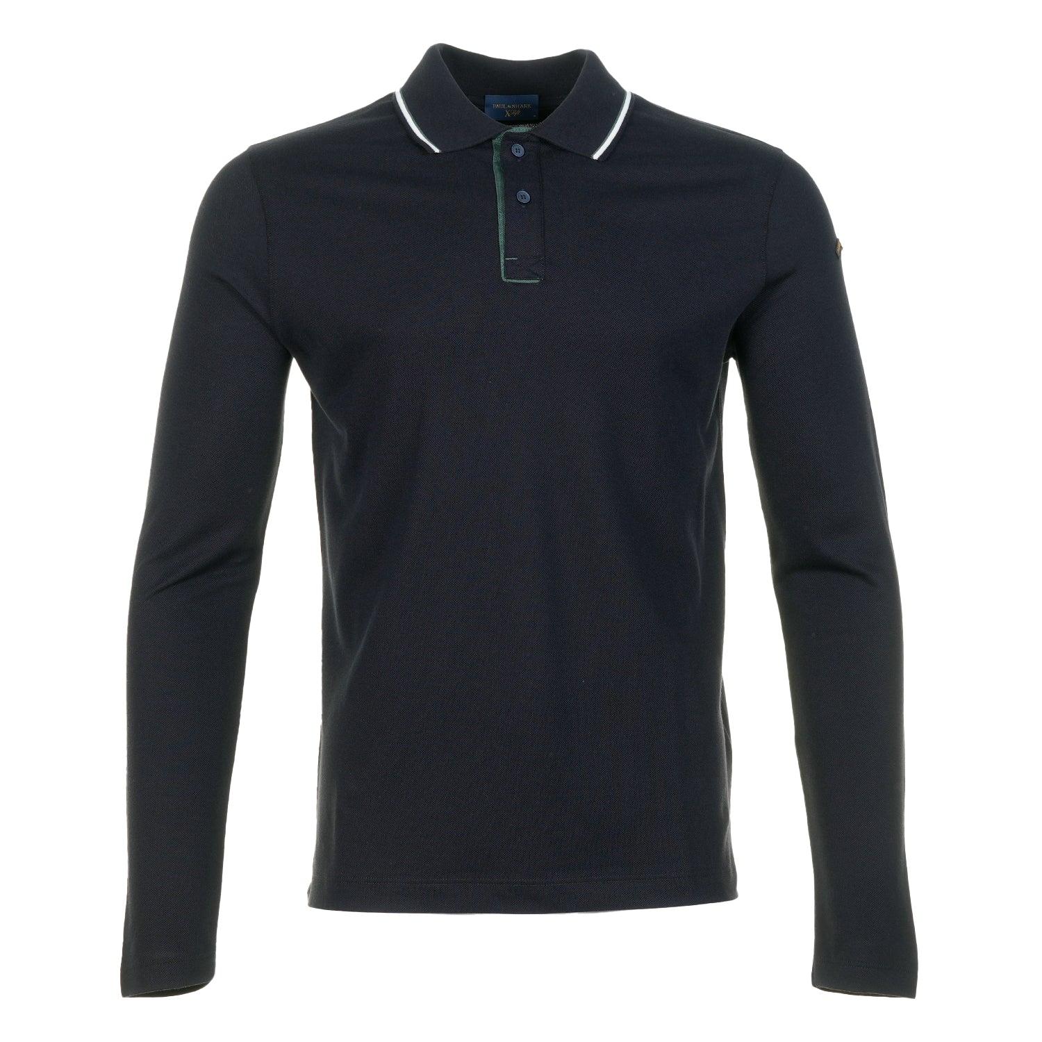 Long Sleeve Tipped Polo Shirt Navy
