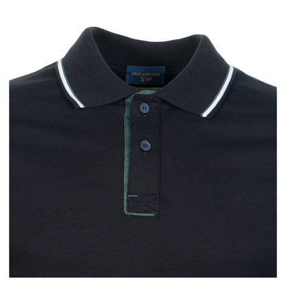 Long Sleeve Tipped Polo Shirt Navy