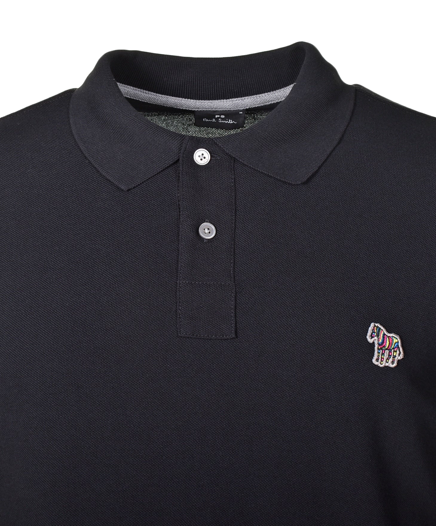 Regular Fit Long Sleeve Zebra Polo Shirt Black
