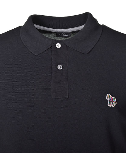 Regular Fit Long Sleeve Zebra Polo Shirt Black
