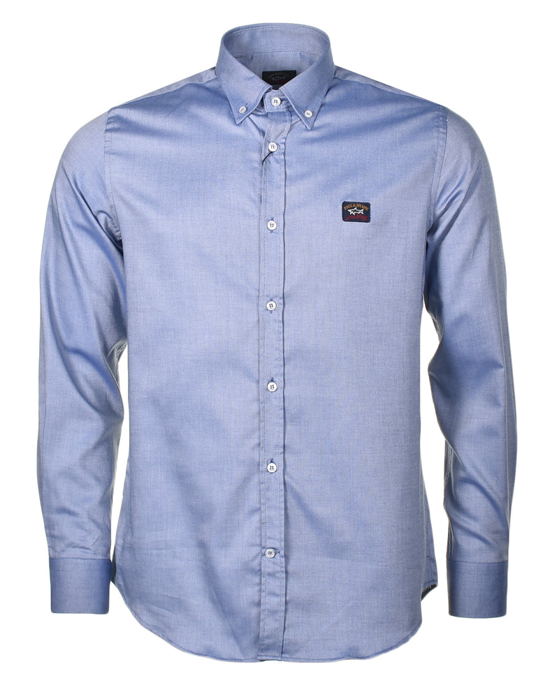 Long Sleeve Badge Oxford Shirt Navy Blue