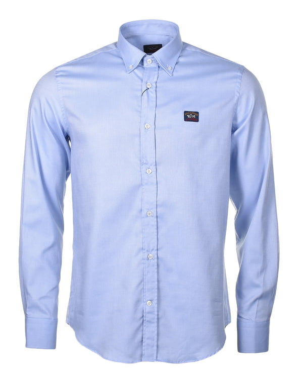 Long Sleeve Badge Oxford Shirt Sky Blue