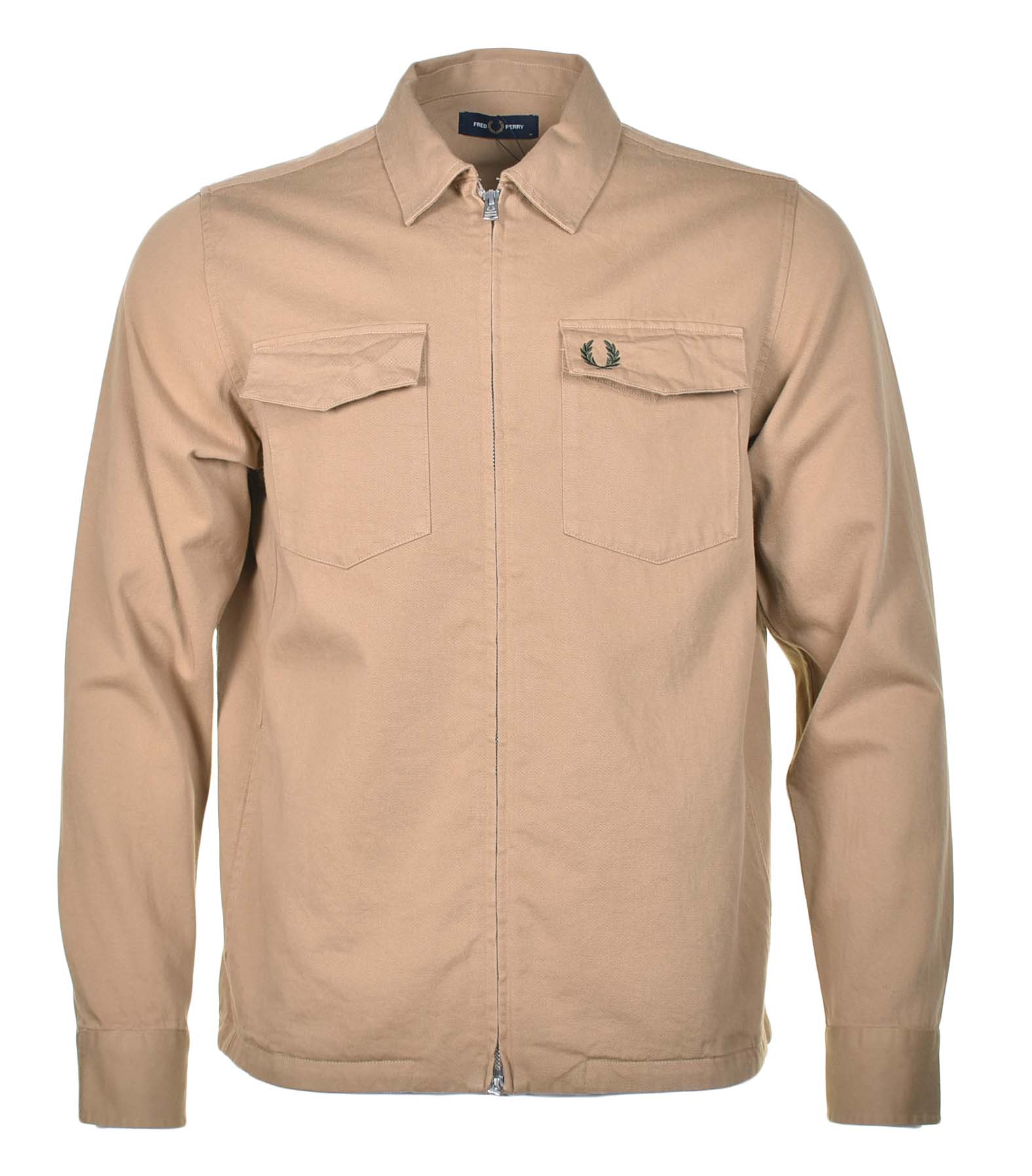 Fred Perry twill overshirt in Warm Stone