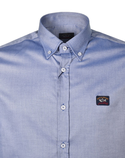 Long Sleeve Badge Oxford Shirt Navy Blue