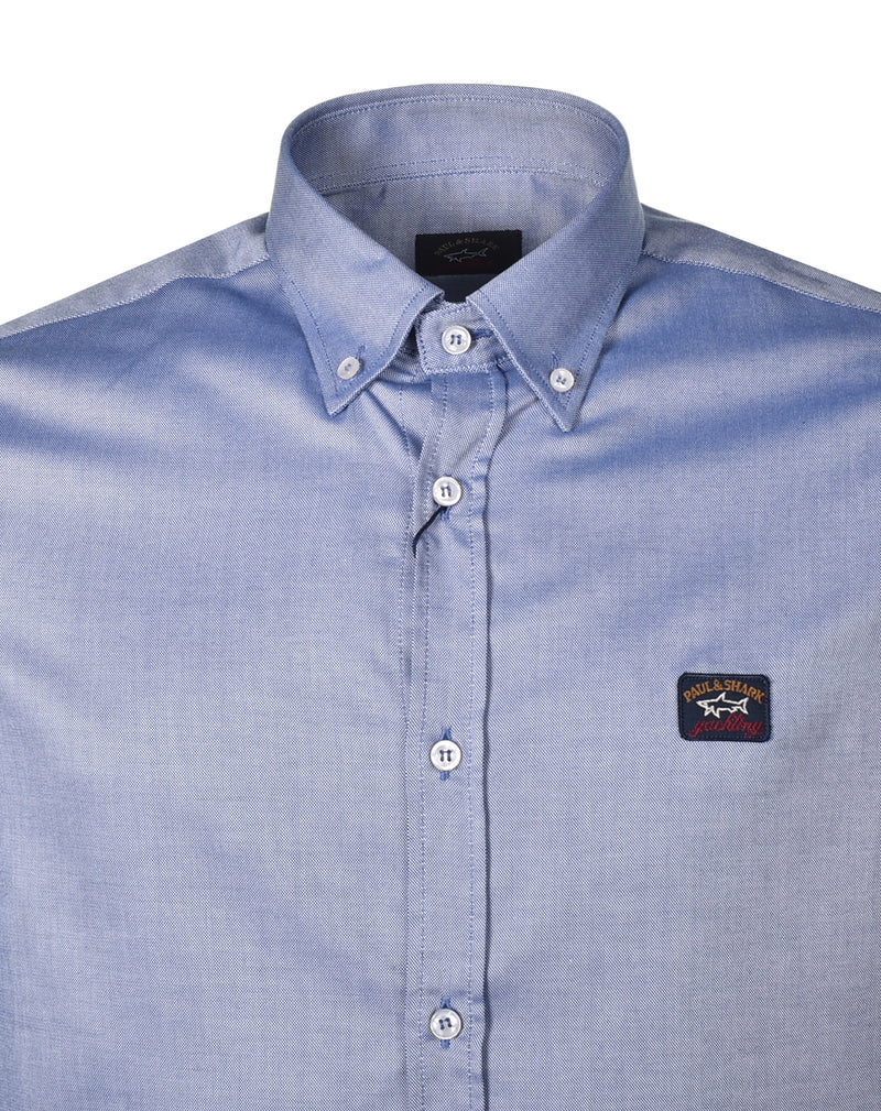 Long Sleeve Badge Oxford Shirt Navy Blue