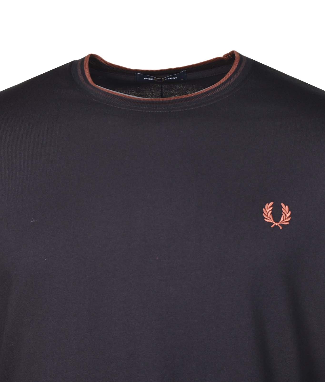 Long Sleeve Twin Tipped T Shirt Black Brick Whiskey Brown