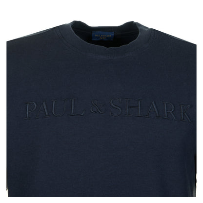 Knitted Cotton Lyocell Embroidered Sweatshirt Navy