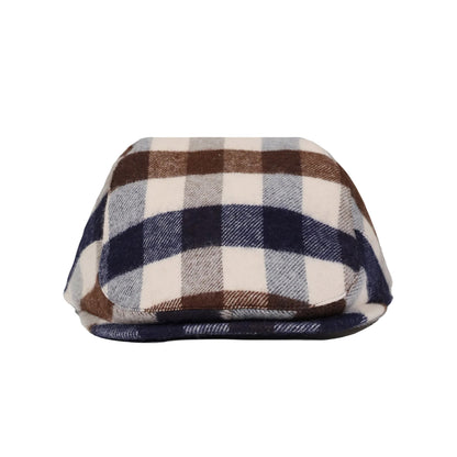 Macro Check Wool Flat Cap